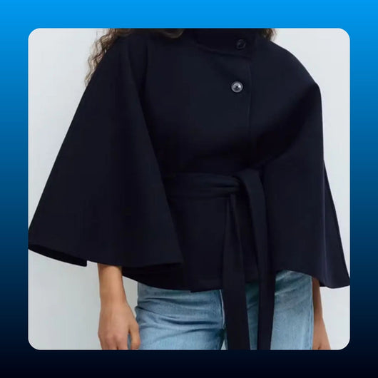Belted Woolen Cape Coat