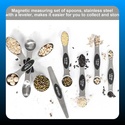 Stainless Steel Magnetic Spoons 7 Set with Leveler