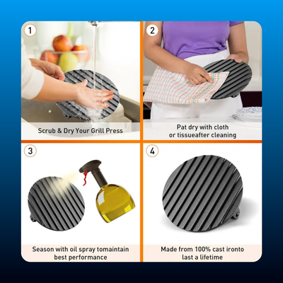 Heavy Duty Cast Iron Burger & Bacon Press Set