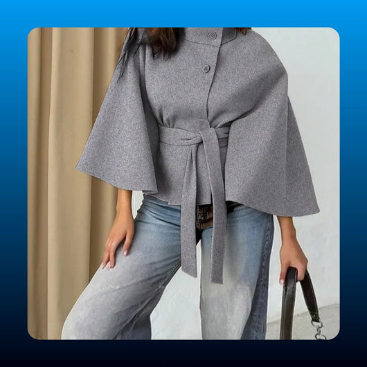 Belted Woolen Cape Coat