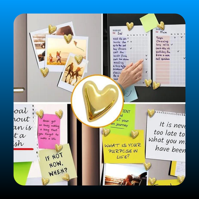 10pcs Refrigerator Golden Heart Magnets
