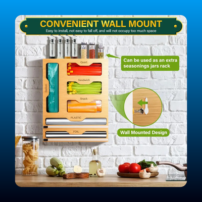 6-In-1 Bamboo Kitchen Drawer Organizer with Cutter