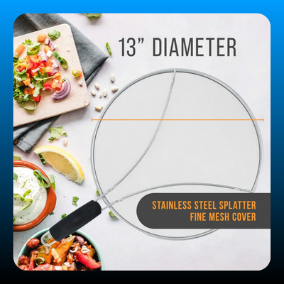 Stainless Steel Splatter Guard 13" Fine Mesh Cover