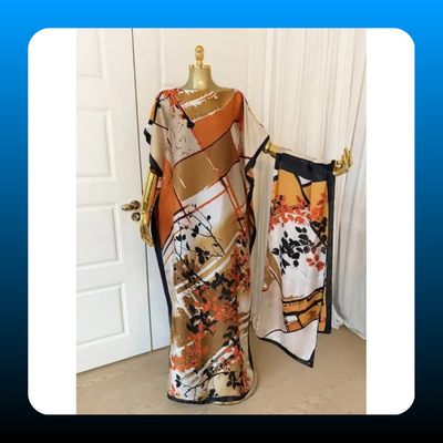 Women's Colorblock Print Long Length Relaxed Fit Scarf-Poncho Set