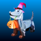Inflatable Skeleton Dog with Pumpkin