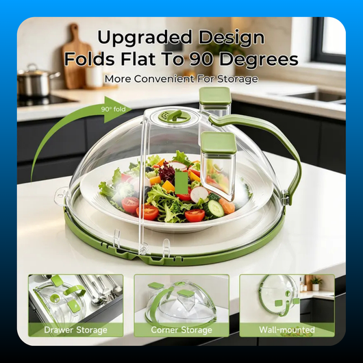 Foldable Microwave Splatter Cover with Dual Water Steamer