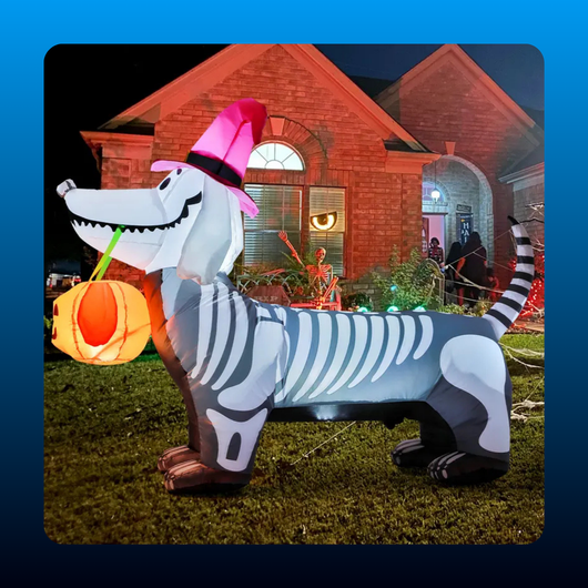 Inflatable Skeleton Dog with Pumpkin