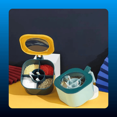 4-Grid Seasoning Container Set with Spoons