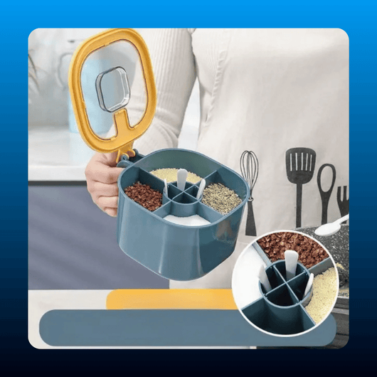4-Grid Seasoning Container Set with Spoons