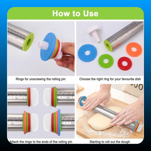 Adjustable Rolling Pin with Thickness Rings