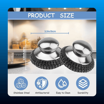 Stainless Steel Scrubber with Handle (2 Pack)