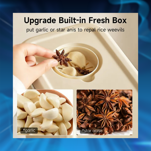 Airtight Rice Dispenser with Measuring Cups