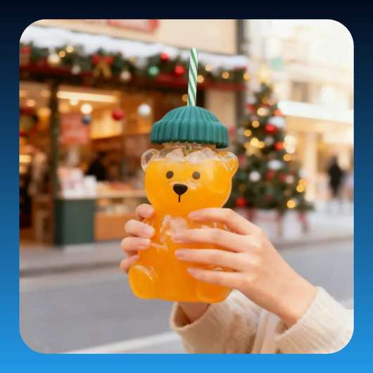 Bear Glass Straw Tumbler