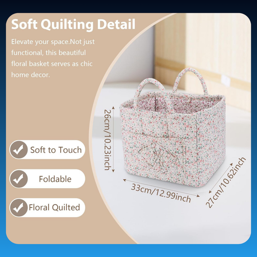 Floral Foldable Cotton Storage Basket