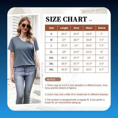Loose Fit V-Neck T Shirts for Women Plus Size (4 Pack)