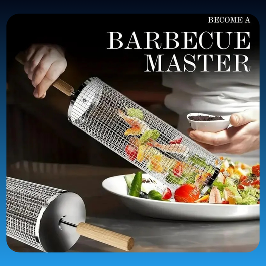 Stainless Steel Barbecue Basket with Wooden Handle