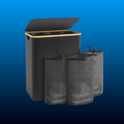 3-Section Laundry Hamper with Lid