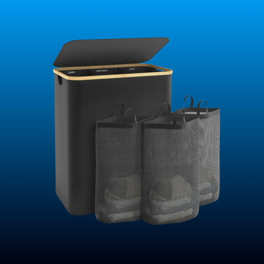 3-Section Laundry Hamper with Lid