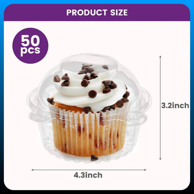 Individual Cupcake Containers with Lid (50 Pack)