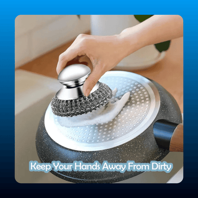Stainless Steel Scrubber with Handle (2 Pack)