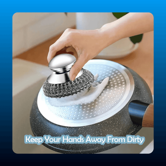 Stainless Steel Scrubber with Handle (2 Pack)