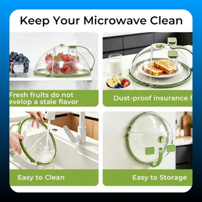 Foldable Microwave Splatter Cover with Dual Water Steamer
