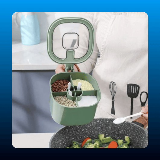 4-Grid Seasoning Container Set with Spoons