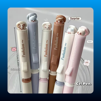 Cat Design Gel Pens (6 Pack)