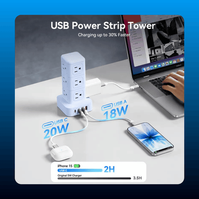 Power Strip Tower with Multiple Outlets