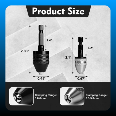 2Pcs Keyless Drill Chuck Adapter Set