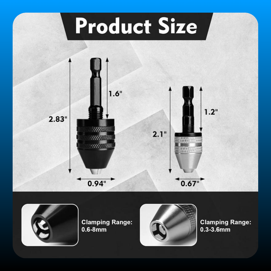 2Pcs Keyless Drill Chuck Adapter Set