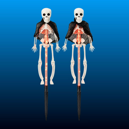 Solar Light Up Skeleton Garden Stakes (2 Pack)