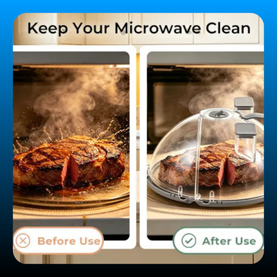Foldable Microwave Splatter Cover with Dual Water Steamer