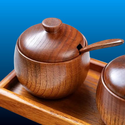 Eco-Friendly Wooden Salt Box with Spoon