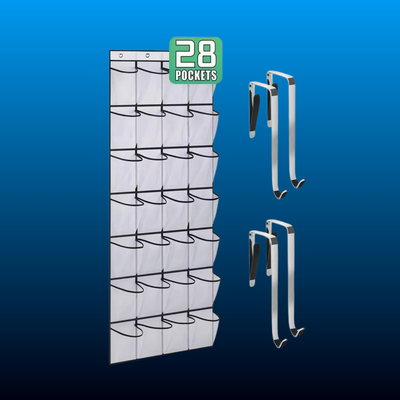 28-Pocket Over-Door Adjustable Hanging Organizer with 4 Metal Hooks