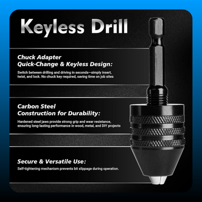 2Pcs Keyless Drill Chuck Adapter Set