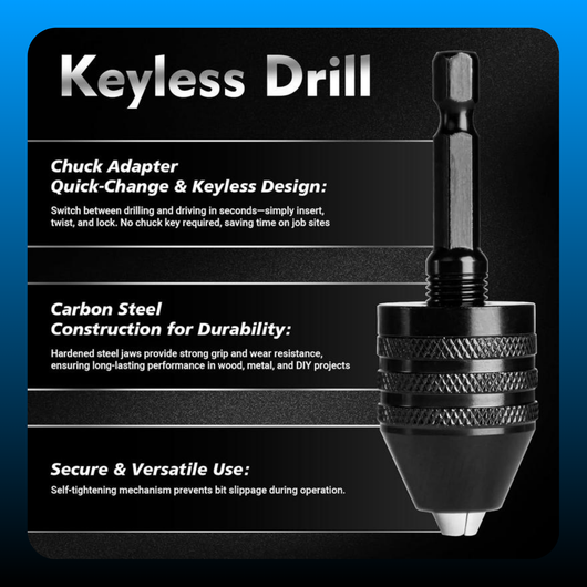 2Pcs Keyless Drill Chuck Adapter Set