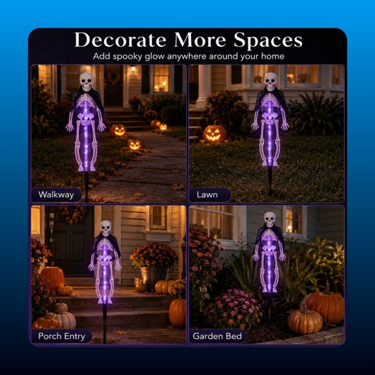 Solar Light Up Skeleton Garden Stakes (2 Pack)