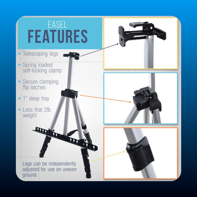 Silver Metal Tripod Easel Display