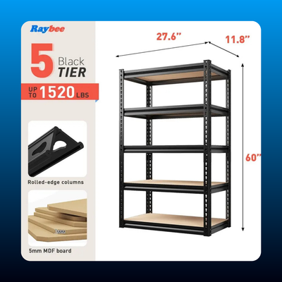Five Tier Heavy Duty Garage Shelving Unit