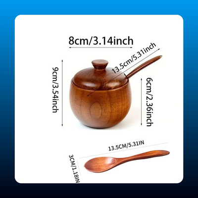 Eco-Friendly Wooden Salt Box with Spoon