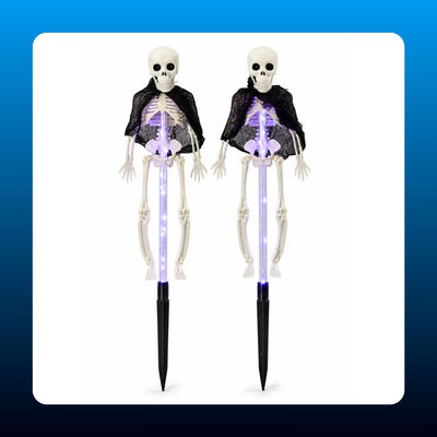 Solar Light Up Skeleton Garden Stakes (2 Pack)