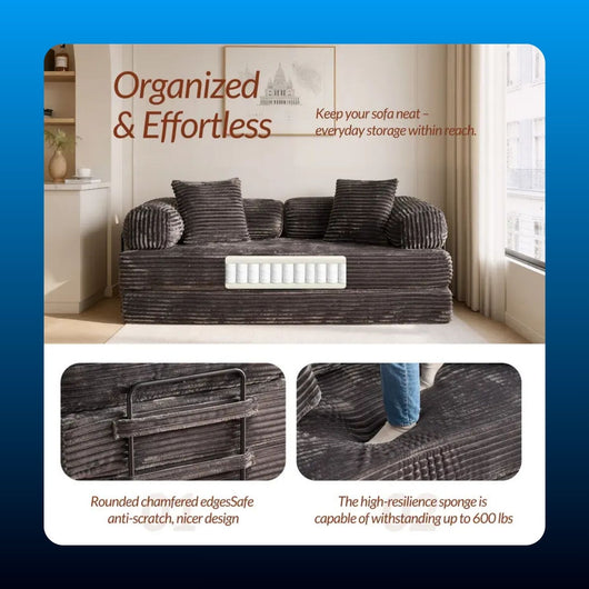 Oversized Convertible Boneless Couch