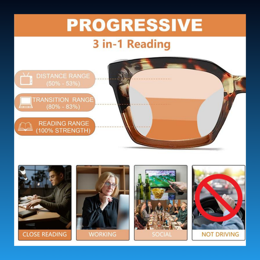 Progressive Blue Light Blocking Reading Glasses