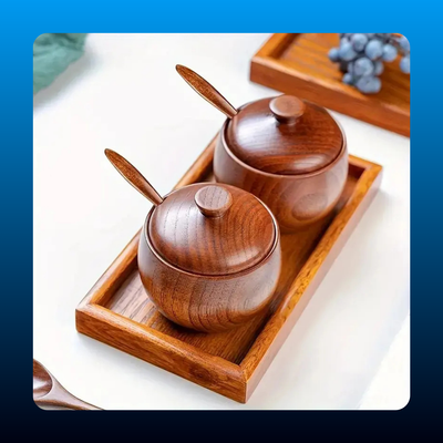 Eco-Friendly Wooden Salt Box with Spoon