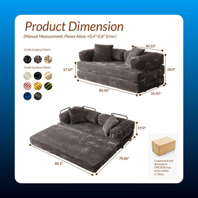 Oversized Convertible Boneless Couch