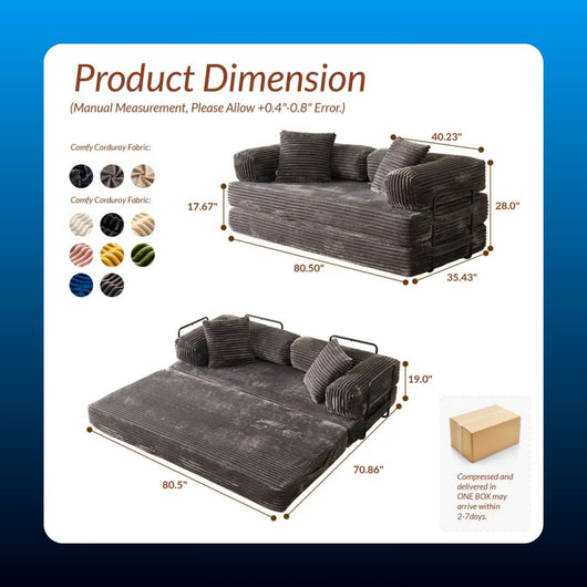 Oversized Convertible Boneless Couch