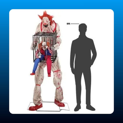 Animated Clown with Caged Clown Prop