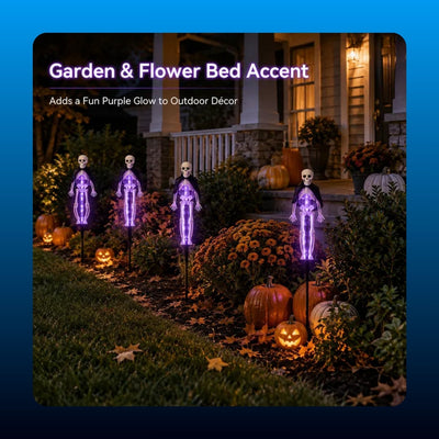 Solar Light Up Skeleton Garden Stakes (2 Pack)