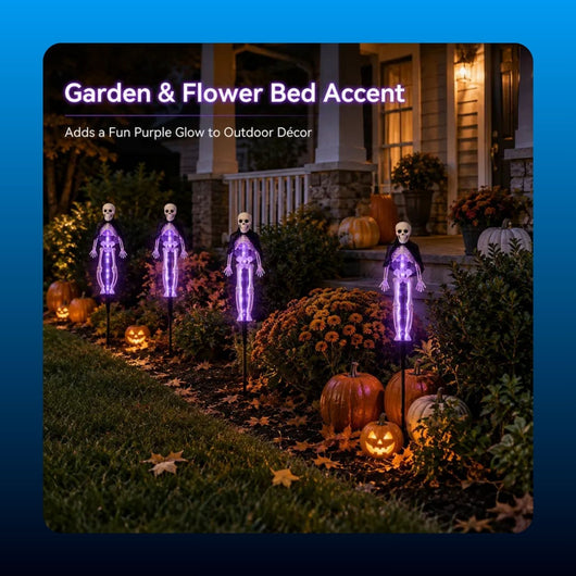 Solar Light Up Skeleton Garden Stakes (2 Pack)